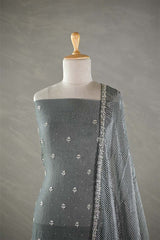 Green Grey Tissue Silk Salwar Suit with Mayur Motif Dupatta