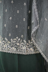 Green Grey Tissue Silk Salwar Suit with Mayur Motif Dupatta
