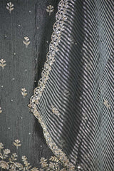 Green Grey Tissue Silk Salwar Suit with Mayur Motif Dupatta