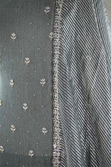 Green Grey Tissue Silk Salwar Suit with Mayur Motif Dupatta