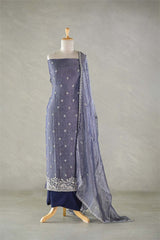 Midnight Blue Tissue Silk Salwar Suit with Mayur Motif Dupatta