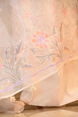 White Organza Silk Salwar Suit with Emberoidered Dupatta