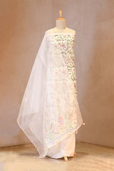 Off White Organza Silk Salwar Suit with Emberoidered Dupatta