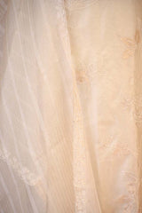 Off White Organza Silk Suit Set with Appliqué Work