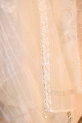 Off White Organza Silk Suit Set with Appliqué Work