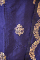 Blue Banarasi Salwar Suit Set with Gold Zari Motifs and Dupatta