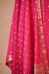 Pink Chiniya Silk Salwar Suit Set with Dupatta