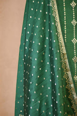 Bottle Green Chiniya Silk Salwar Suit Set with Dupatta