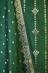Bottle Green Chiniya Silk Salwar Suit Set with Dupatta