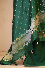 Bottle Green Chiniya Silk Salwar Suit Set with Dupatta