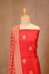Red Salwar Suit with Bandhani Banarasi Dupatta