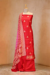 Red Salwar Suit with Shaded Bandhani Banarasi Dupatta