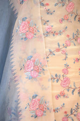 Off-White Organza Silk Salwar Suit with Emberoidered Dupatta