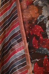 Brown Organza Silk Floral Printed Suit Set with Aari Handwork