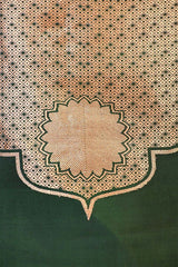 Banarasi Silk Suit Set in Bottle Green with Gold Zari Brocade Yoke and Organza Dupatta