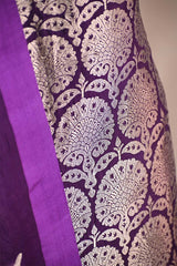 Wine Jacquard Suit Set in Katan Silk with Organza Dupatta