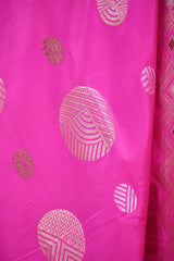 Hot Pink Katan Silk Dress Material with Sona-Roopa Zari