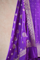 Purple Katan Silk Dress Material with Sona-Roopa Zari