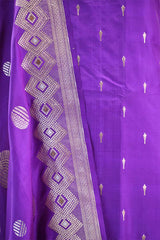 Purple Katan Silk Dress Material with Sona-Roopa Zari