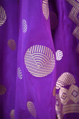 Purple Katan Silk Dress Material with Sona-Roopa Zari