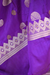 Purple Katan Silk Dress Material with Sona-Roopa Zari