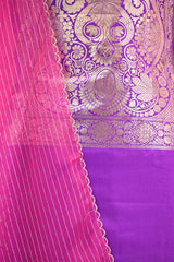 Purple Katan Silk Dress Material with Shaded Organza Dupatta