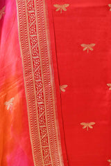 Red Banarasi Silk Suit Set with Dragonfly Motifs