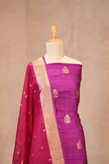 Purple Raw Silk Salwar Suit with Organza Dupatta
