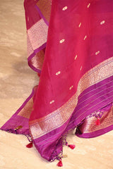 Purple Raw Silk Salwar Suit with Organza Dupatta