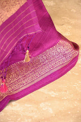 Purple Raw Silk Salwar Suit with Organza Dupatta