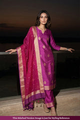 Purple Raw Silk Salwar Suit with Organza Dupatta