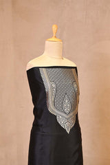 Karishma inspired Banarasi Silk Suit Set with Silver Zari Weaving