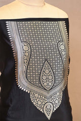 Karishma inspired Banarasi Silk Suit Set with Silver Zari Weaving