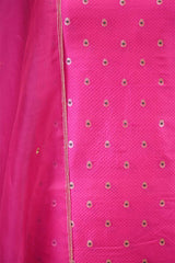 Hot Pink Raw Mango Suit Set with Gold Zari & Meenakari Floral Butis