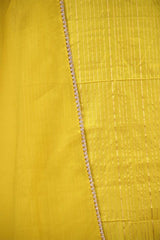 Lemon Yellow Katan Silk Unstitched Suit Set with Zari Stripes & Organza Dupatta