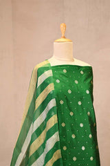 Green Raw Mango Suit Set with Sona Rupa Floral Buti