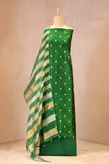 Green Suit Set and yellow stripes on a mannequin against a beige background