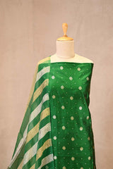 Green Raw Mango Suit Set with Sona Rupa Floral Buti