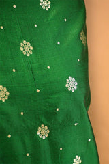 Green Raw Mango Suit Set with Sona Rupa Floral Buti