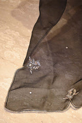 Black Banarasi Silk Suit Set with Gold & Silver Zari and Organza Dupatta