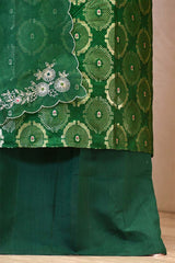 Raw Mango Green Banarasi Silk Unstitched Suit Set with Organza Dupatta