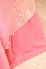 Baby Pink Banarasi Silk Unstitched Suit Set with Organza Dupatta