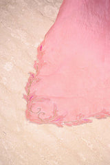 Baby Pink Banarasi Silk Unstitched Suit Set with Organza Dupatta