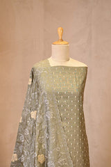 Sage Green Chanderi Silk Suit Set with Sona Rupa Floral Buti & Embroidered Dupatta