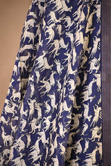 Navy Blue Chanderi Silk Suit Set with Watergold Zari Floral Buti & Shikargah Dupatta