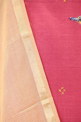 Rose Pink Kurta Set with Bird Motif Applique