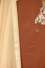 Brown Kurta Set with Bird Motif Applique