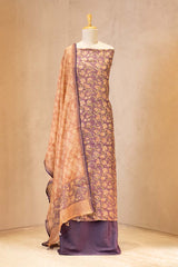 Mauve Mulmul Cotton Suit Set with Flora & Fauna Print