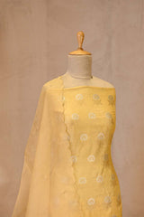 Butter Yellow Chanderi Silk Suit Set with Mirror Work Dupatta