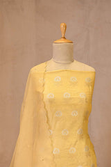 Butter Yellow Chanderi Silk Suit Set with Mirror Work Dupatta